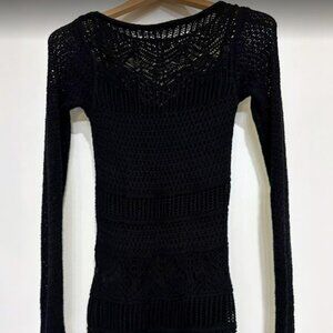 Abercrombie & Fitch Black Crochet Long Sleeve Mini Dress (Size Small)